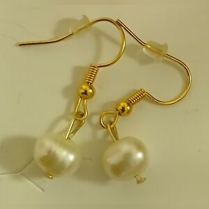 Gold Pearl Drop Earrings